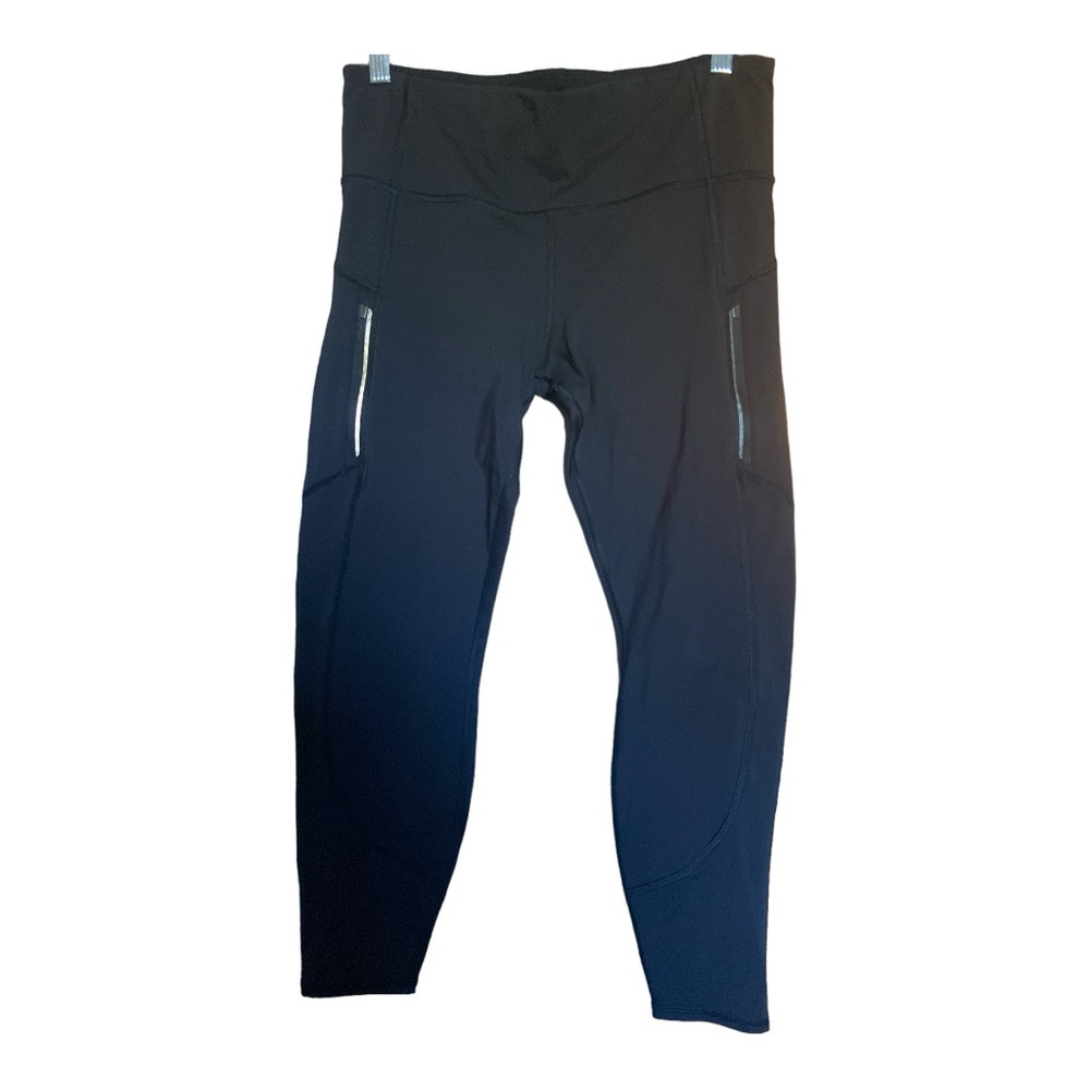 Athleta Black High-Waist Leggings with Side Zip Pockets